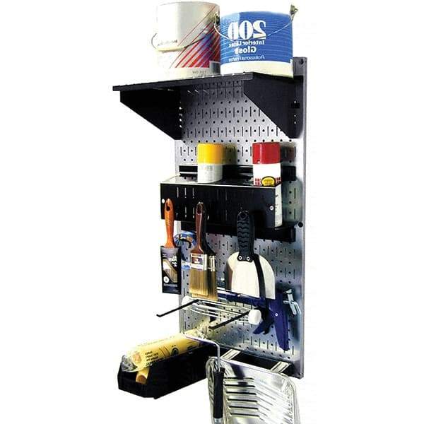 Wall Control - 16" Wide x 32" High Peg Board Kit - 1 Panels, Galvanized Steel, Galvanized/Black - All Tool & Supply