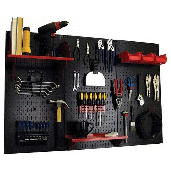 Wall Control - 48" Wide x 32" High Peg Board Kit - 3 Panels, Metal, Black/Red - All Tool & Supply