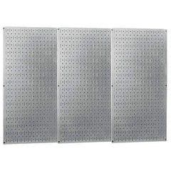 Wall Control - 48" Wide x 32" High Peg Board Storage Board - 3 Panels, Galvanized Steel, Metallic - All Tool & Supply