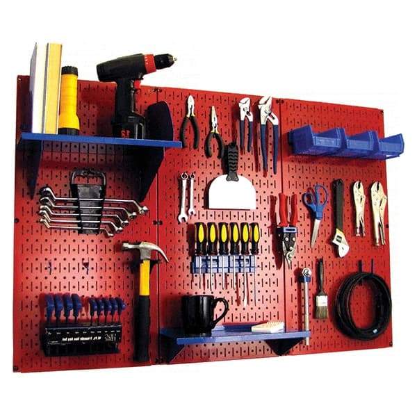 Wall Control - 48" Wide x 32" High Peg Board Kit - 3 Panels, Metal, Red/Blue - All Tool & Supply