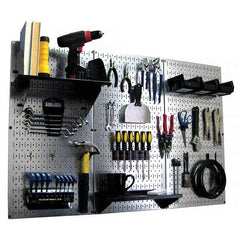 Wall Control - 48" Wide x 32" High Peg Board Kit - 3 Panels, Galvanized Steel, Galvanized/Black - All Tool & Supply