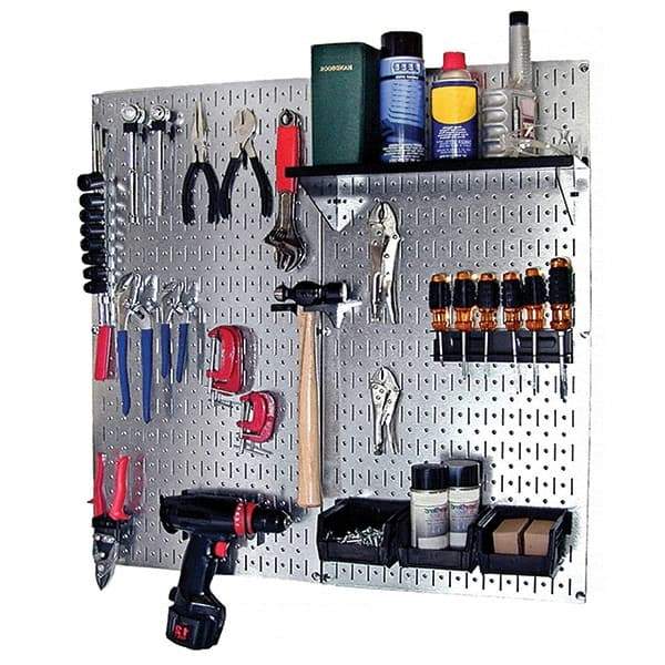 Wall Control - 32" Wide x 32" High Peg Board Kit - 2 Panels, Galvanized Steel, Galvanized/Black - All Tool & Supply