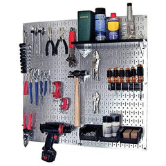 Wall Control - 32" Wide x 32" High Peg Board Kit - 2 Panels, Galvanized Steel, Galvanized/Black - All Tool & Supply