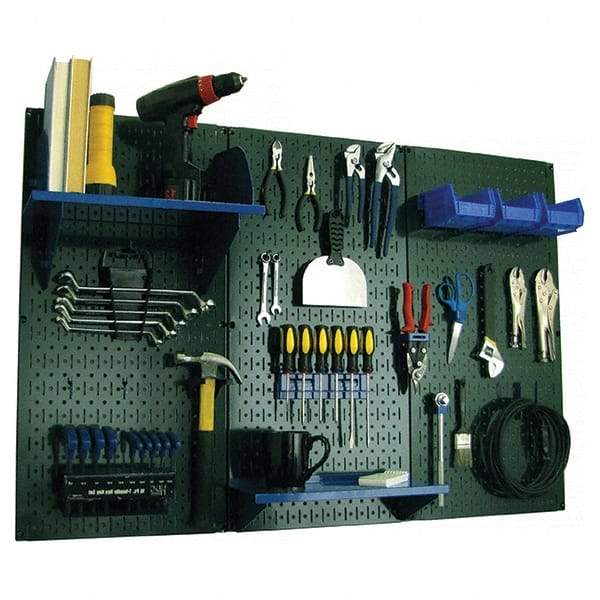 Wall Control - 48" Wide x 32" High Peg Board Kit - 3 Panels, Metal, Green/Blue - All Tool & Supply