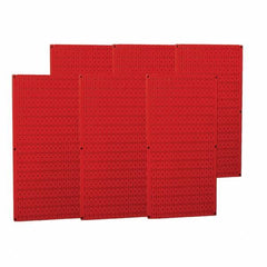 Wall Control - 96" Wide x 32" High Peg Board Storage Board - 6 Panels, Metal, Red - All Tool & Supply