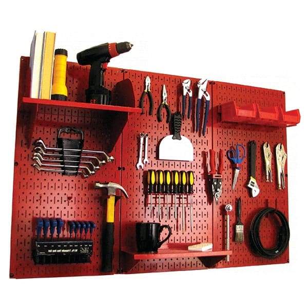 Wall Control - 48" Wide x 32" High Peg Board Kit - 3 Panels, Metal, Red - All Tool & Supply