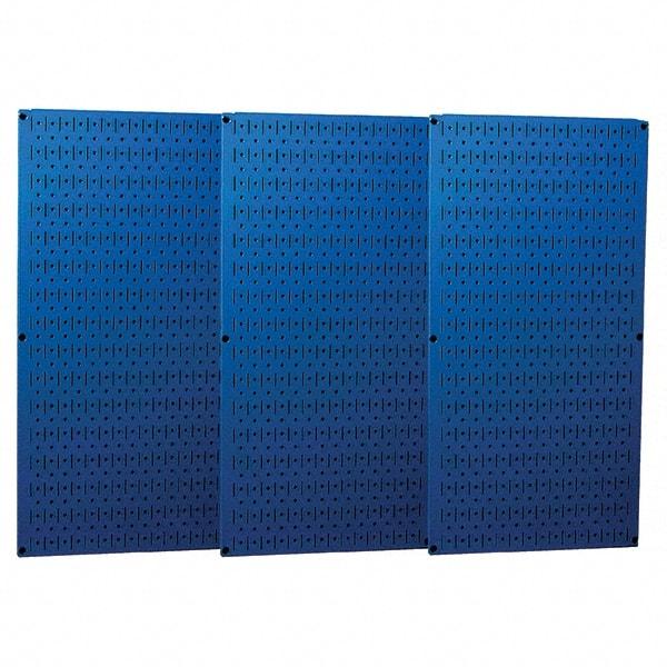 Wall Control - 48" Wide x 32" High Peg Board Storage Board - 3 Panels, Metal, Blue - All Tool & Supply