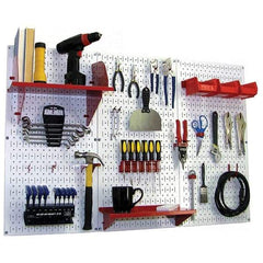 Wall Control - 48" Wide x 32" High Peg Board Kit - 3 Panels, Metal, White/Red - All Tool & Supply