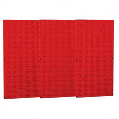 Wall Control - 48" Wide x 32" High Peg Board Storage Board - 3 Panels, Metal, Red - All Tool & Supply