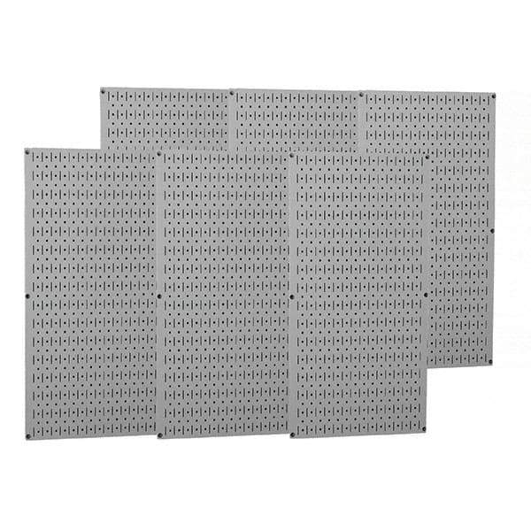 Wall Control - 96" Wide x 32" High Peg Board Storage Board - 6 Panels, Metal, Gray - All Tool & Supply