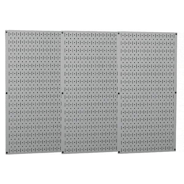 Wall Control - 48" Wide x 32" High Peg Board Storage Board - 3 Panels, Metal, Gray - All Tool & Supply