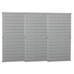 Wall Control - 48" Wide x 32" High Peg Board Storage Board - 3 Panels, Metal, Gray - All Tool & Supply