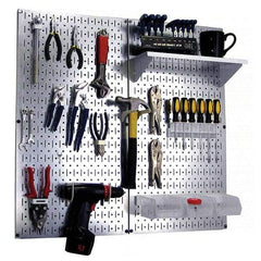 Wall Control - 32" Wide x 32" High Peg Board Kit - 2 Panels, Galvanized Steel, Galvanized/White - All Tool & Supply