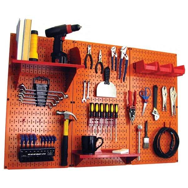 Wall Control - 48" Wide x 32" High Peg Board Kit - 3 Panels, Metal, Orange/Red - All Tool & Supply