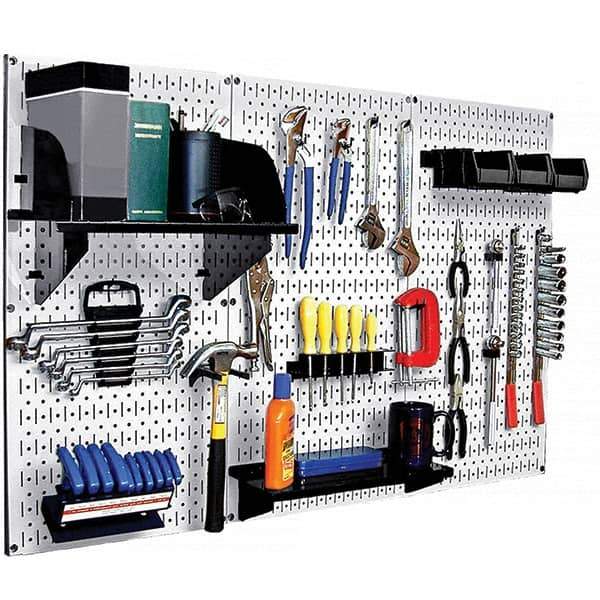 Wall Control - 48" Wide x 32" High Peg Board Kit - 3 Panels, Metal, White/Black - All Tool & Supply