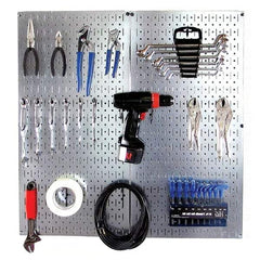 Wall Control - 32" Wide x 32" High Peg Board Kit - 2 Panels, Galvanized Steel, Galvanized/Black - All Tool & Supply