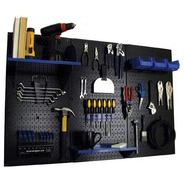 Wall Control - 48" Wide x 32" High Peg Board Kit - 3 Panels, Metal, Black/Blue - All Tool & Supply