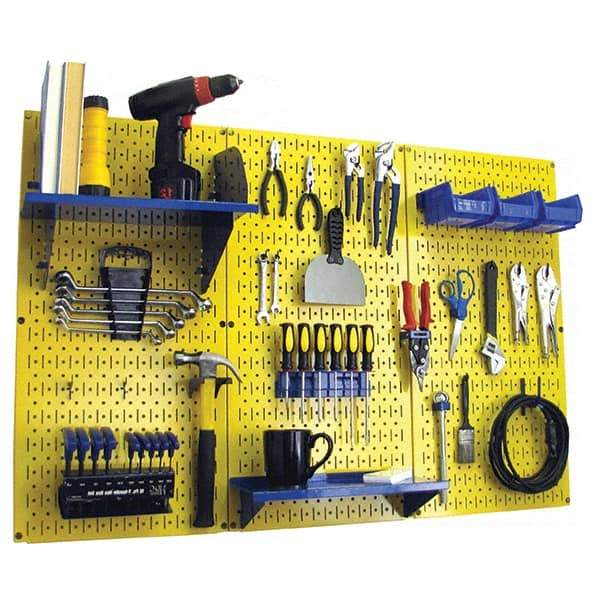 Wall Control - 48" Wide x 32" High Peg Board Kit - 3 Panels, Metal, Yellow/Blue - All Tool & Supply