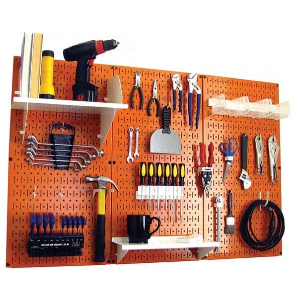 Wall Control - 48" Wide x 32" High Peg Board Kit - 3 Panels, Metal, Orange/White - All Tool & Supply