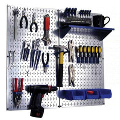 Wall Control - 32" Wide x 32" High Peg Board Kit - 2 Panels, Galvanized Steel, Galvanized/Blue - All Tool & Supply