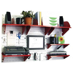 Wall Control - 48" Wide x 32" High Industrial Steel Tool Board System - 3 Panels, Metal, White/Red - All Tool & Supply