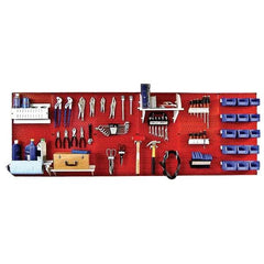 Wall Control - 96" Wide x 32" High Peg Board Kit - 6 Panels, Metal, Red/White - All Tool & Supply