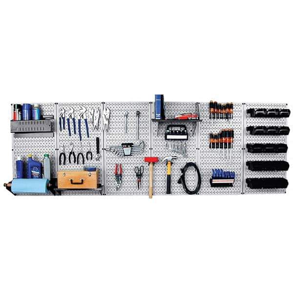 Wall Control - 96" Wide x 32" High Peg Board Kit - 6 Panels, Metal, Gray/Black - All Tool & Supply