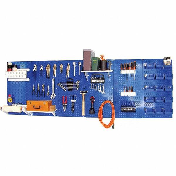 Wall Control - 96" Wide x 32" High Peg Board Kit - 6 Panels, Metal, Blue/White - All Tool & Supply