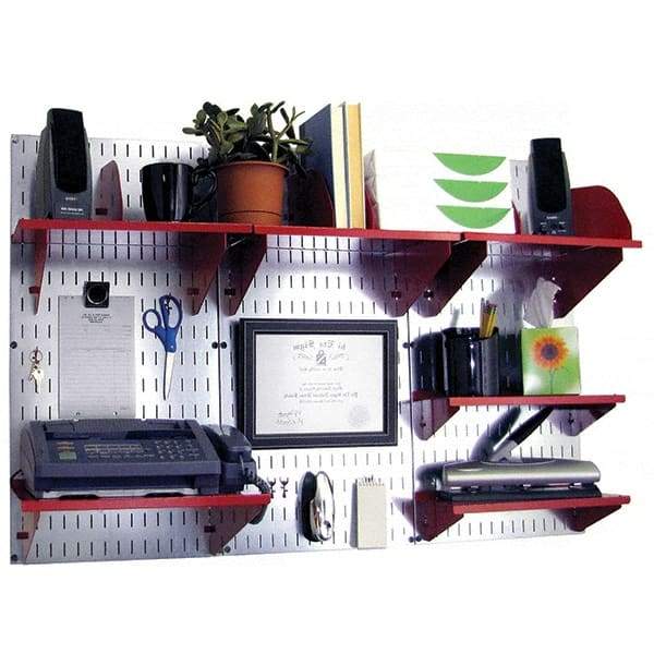 Wall Control - 48" Wide x 32" High Industrial Steel Tool Board System - 3 Panels, Galvanized Steel, Galvanized/Red - All Tool & Supply