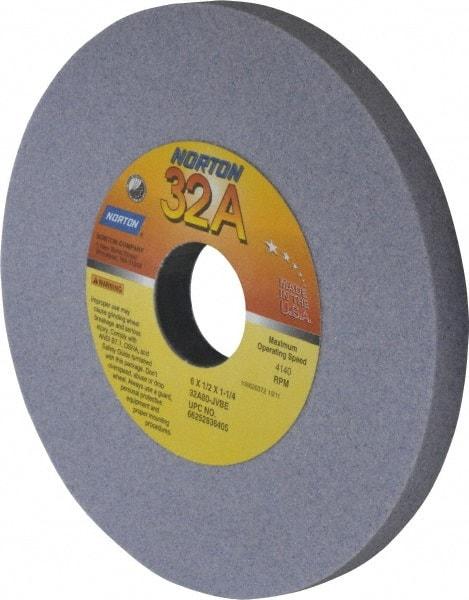 Norton - 6" Diam x 1-1/4" Hole x 1/2" Thick, J Hardness, 80 Grit Surface Grinding Wheel - Aluminum Oxide, Type 1, Medium Grade, 4,140 Max RPM, Vitrified Bond, No Recess - All Tool & Supply