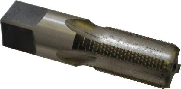 Reiff & Nestor - 3/8-19" BSPP, 4 Flutes, Bottoming Chamfer, Bright Finish, High Speed Steel British Standard Pipe Tap - 0.7" Shank Diam, 0.531" Square Size, 1-1/16" Thread Length, 2-9/16" Overall Length, Series 122P - Exact Industrial Supply