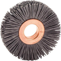 Weiler - 2" OD, 1/2" Arbor Hole, Nylon Wheel Brush - 3/8" Face Width, 1/2" Trim Length, 0.022" Filament Diam, 10,000 RPM - All Tool & Supply