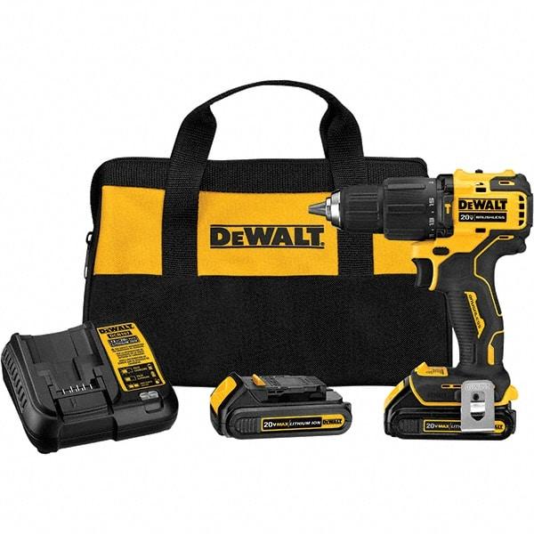 DeWALT - 20 Volt 1/2" Plastic Ratcheting Chuck Cordless Hammer Drill - 28500 BPM, 1650 RPM, Reversible - All Tool & Supply