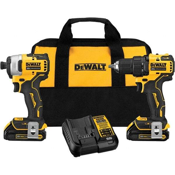 DeWALT - 20 Volt Cordless Tool Combination Kit - Includes Atomic Compact Drill/Driver & Atomic Compact 1/4" Impact Driver, Lithium-Ion Battery Included - All Tool & Supply