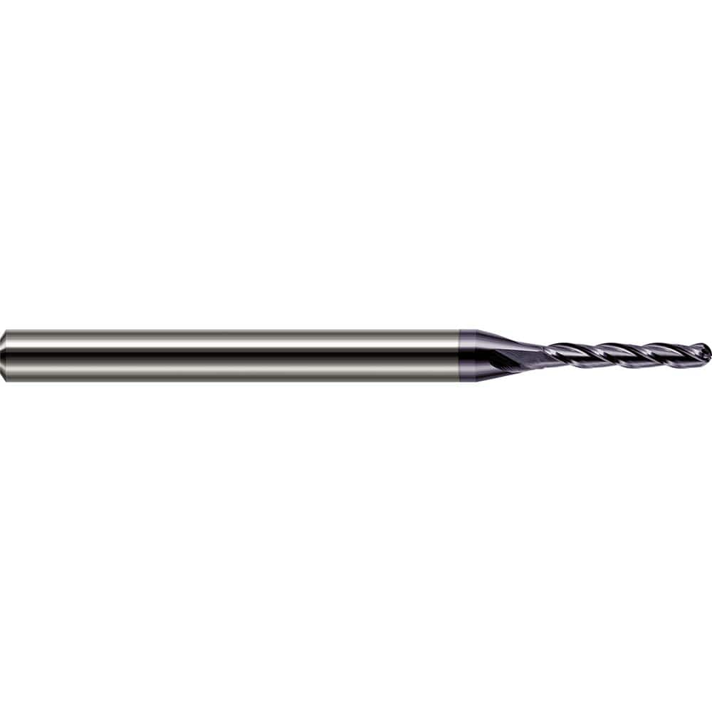 Ball End Mill: 3 Flute, Solid Carbide 2-1/2″ OAL, 1/8″ Shank Dia, 30 ° Helix, AlTiN Coated