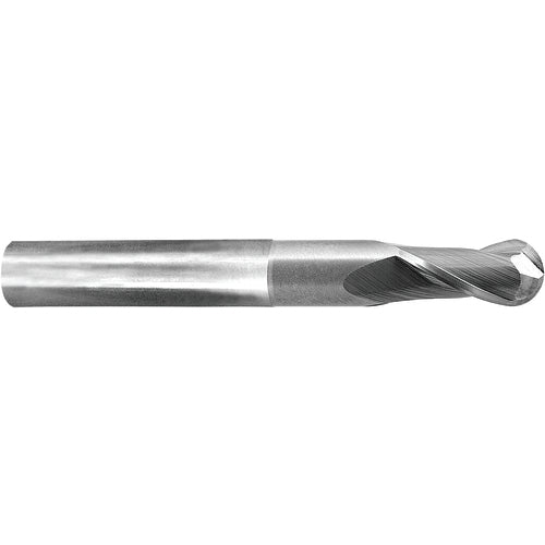 ‎1/4″ Dia. × 1/4″ Shank × 2-1/4″ DOC × 4 OAL, Carbide 2 Flute, Ballnose End Mill - Exact Industrial Supply