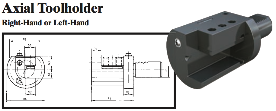 VDI Axial Toolholder (Right-Hand) - Part #: CNC86 35.4020R - All Tool & Supply