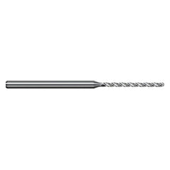 1.5 mm Dia. × 3 mm Shank × 21 mm Flute Length × 63 mm OAL, 12xD, 130°, TiB2, 3xD Flute, Round Solid Carbide Drill