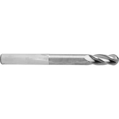 ‎3/8″ Dia. × 3/8″ Shank × 4-3/8″ DOC × 6 OAL, Carbide 4 Flute, Ballnose End Mill - Exact Industrial Supply