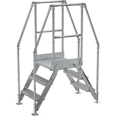 Galvanized Cross-Over Ladder 54.5 × 72.15″ 3 Step - Exact Industrial Supply