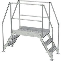 Galvanized Cross-Over Ladder 78 × 72.15″ 3 Step - Exact Industrial Supply