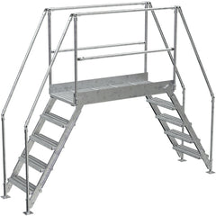 Galvanized Cross-Over Ladder 115.5 × 92.15″ 5 Step - Exact Industrial Supply