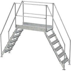 Galvanized Cross-Over Ladder 128 × 102.5″ 6 Step - Exact Industrial Supply