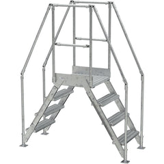 Aluminum Cross Over Ladder 14″ Wide 4 Step - Exact Industrial Supply