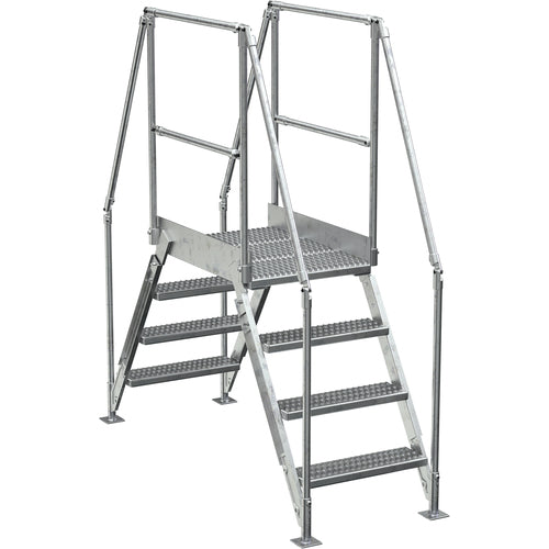 Aluminum Cross Over Ladder 26″ Wide 4 Step - Exact Industrial Supply