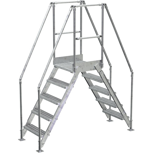 Aluminum Cross Over Ladder 14″ Wide 5 Step - Exact Industrial Supply