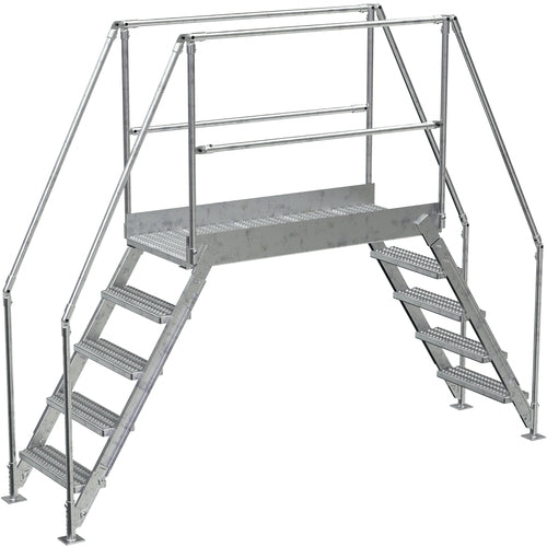 Aluminum Cross Over Ladder 50″ Wide 5 Step - Exact Industrial Supply