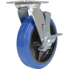 8 × 2 Elastic Rubber (Blue) Swivel W/ Brake - Exact Industrial Supply