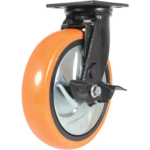 8 × 2 Polyurethane Swivel Caster W/Brake - Exact Industrial Supply