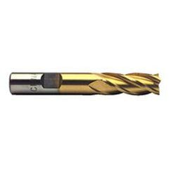 1/2 Dia. x 3-1/4 Overall Length 4-Flute Square End High Speed Steel SE End Mill-Round Shank--TiN - All Tool & Supply